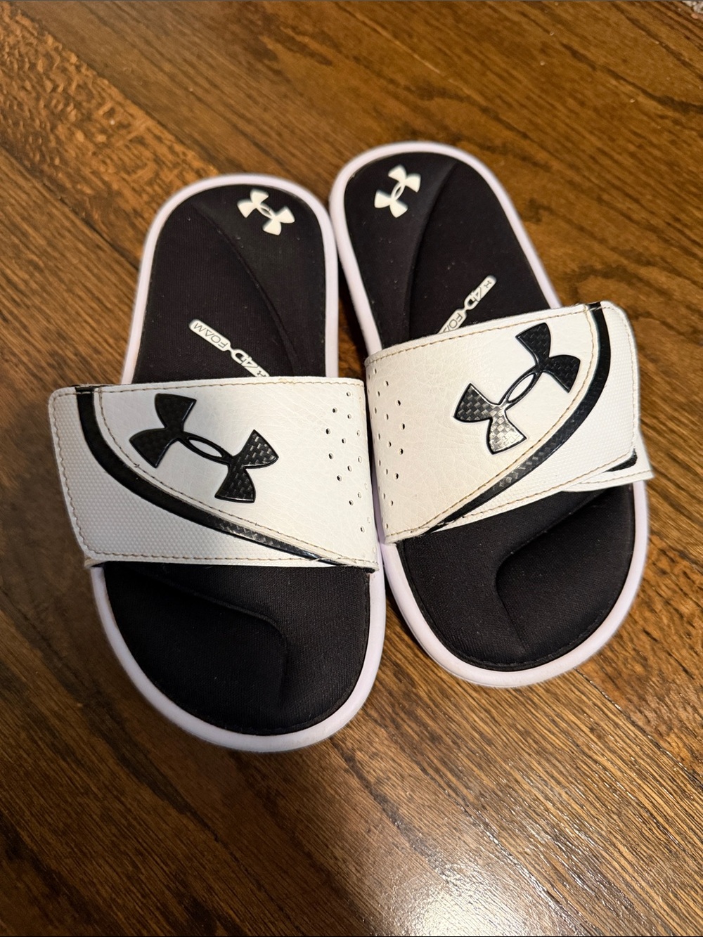 Under Armour Kids Black & White Adjustable Slide Sandals